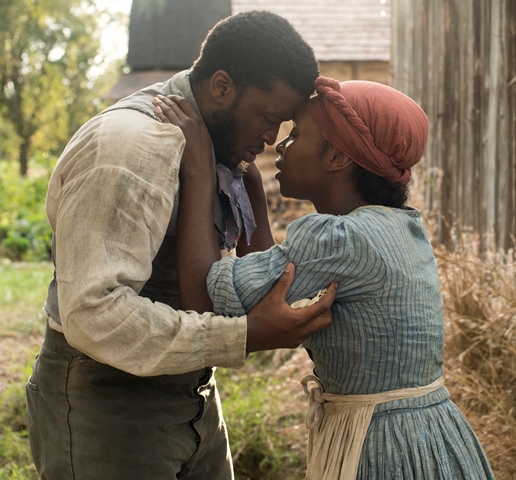 Zackary Momoh as John Tubman and Cynthia Erivo as Harriet Tubman. 